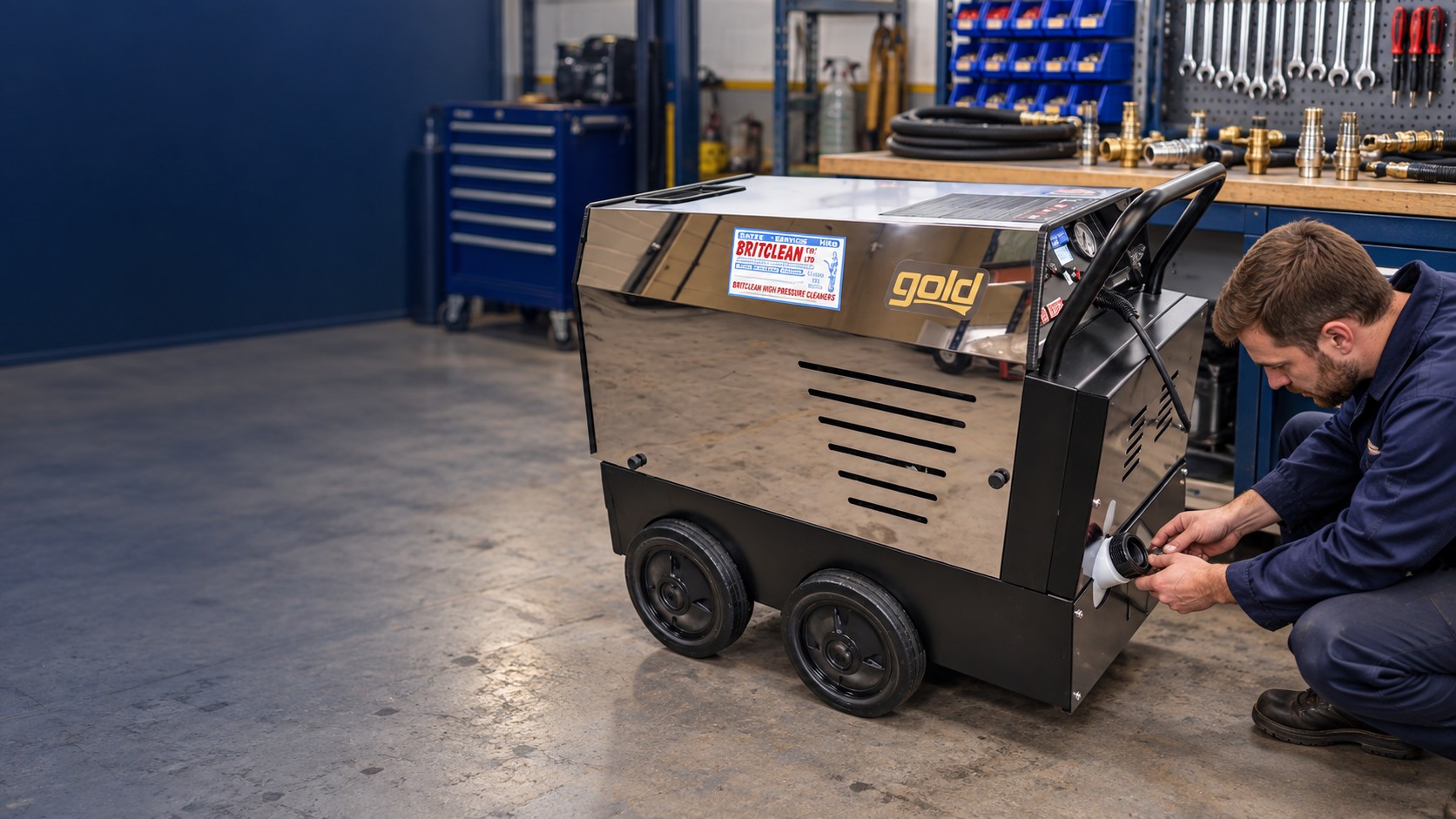 Britclean Goldstar pressure washer receiving workshop support